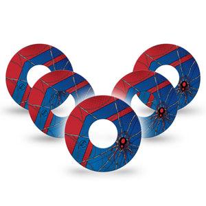 ExpressionMed Spider Man Infusion Set Tape 10-Pack Tape Spiderman Web Print, Overlay Patch Continuous Glucose Monitor Design