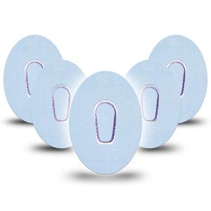 ExpressionMed Light Wash Jeans Dexcom G6 Tape, 5-Pack Tape and 5-Pack Sticker Pantone 2707 U, Plaster Continuous Glucose Monitor Design