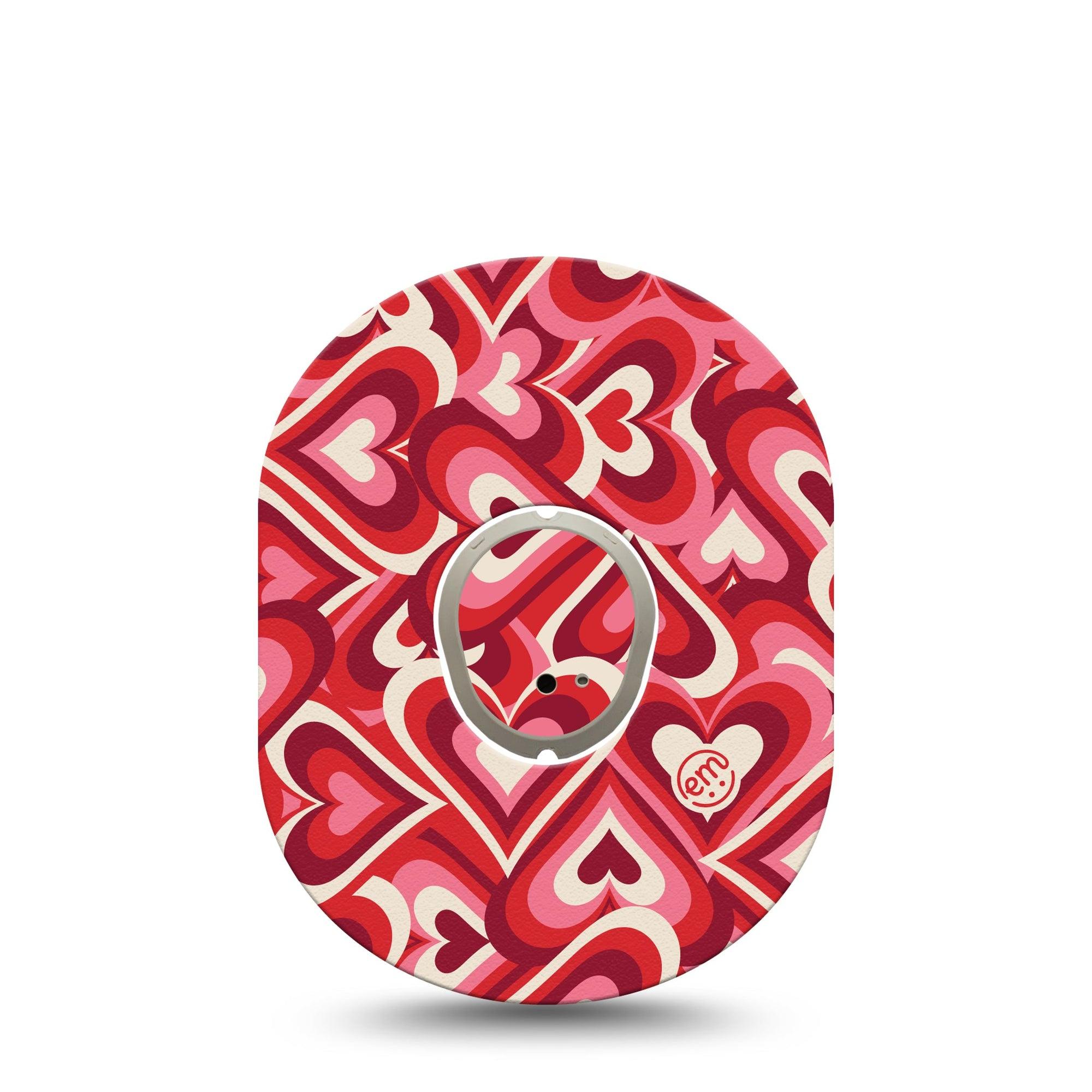 ExpressionMed Valentine Hearts Dexcom G7 Sticker and Tape, Dexcom Stelo Glucose Biosensor System,  Heart Gradient Inspired, Vinyl Sticker and Tape Pairing Continuous Glucose Monitor Design