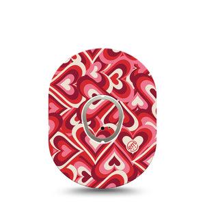 ExpressionMed Valentine Hearts Dexcom G7 Sticker and Tape, Dexcom Stelo Glucose Biosensor System,  Heart Gradient Inspired, Vinyl Sticker and Tape Pairing Continuous Glucose Monitor Design