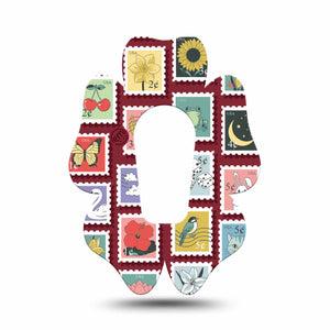 ExpressionMed Postage Stamp Dexcom G6 Flower, Single Tape Illistrated postage stamps Overlay Tape for CGM