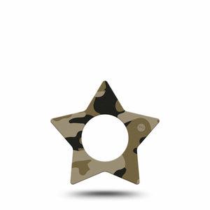 ExpressionMed Camo Freestyle Libre 2 and Libre 2 Plus Star Shape Tape, Abbott Lingo, Single Tape Military Camo Plaster CGM Design
