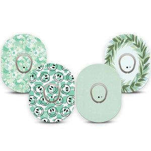 ExpressionMed Pistachio Whirl Variety Pack Dexcom G7 Sticker and Tape, Dexcom Stelo Glucose Biosensor System,   Soft Green Pastels, Vinyl Sticker and Tape Pairing Continuous Glucose Monitor Design