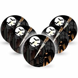 ExpressionMed Bat Man  Dexcom G7 Overpatch, Dexcom Stelo Glucose Biosensor System, 5-Pack Tape Batman in the City, Overlay Tape CGM Design