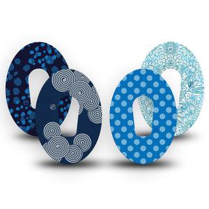 ExpressionMed Barbie Splash Variety Pack Dexcom G6 Tape, 4-Pack Tape Variety Navy and Light Blues, Plaster Continuous Glucose Monitor Design