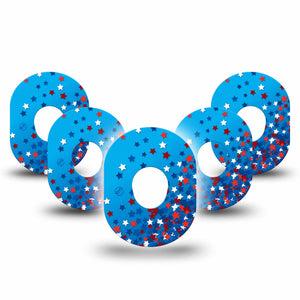 ExpressionMed Confetti Stars Dexcom G7 Tape, Dexcom Stelo Glucose Biosensor System, 5-Pack Tape Sprinkle Of American Stars, Overlay Tape CGM Design