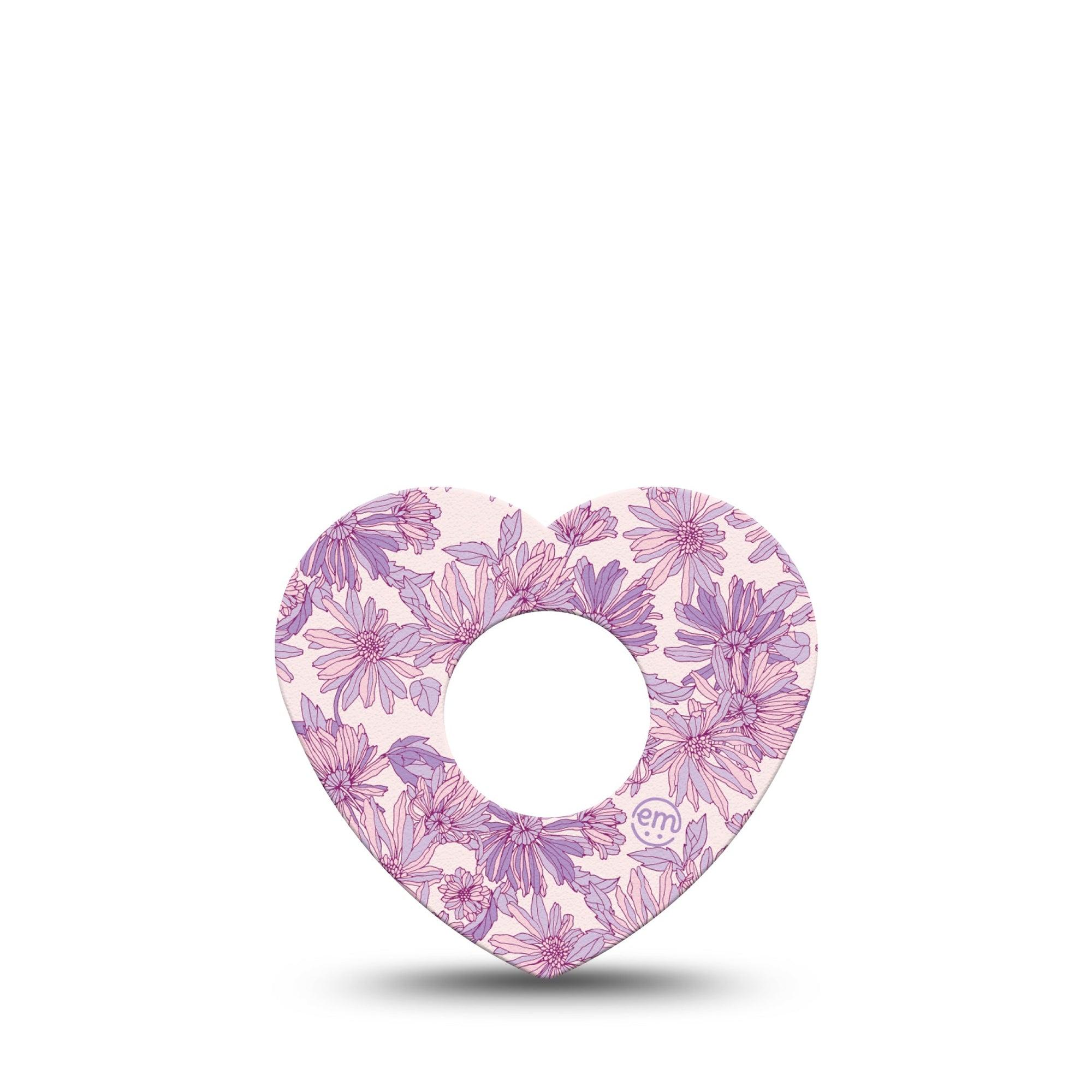 ExpressionMed Purple Daisy Infusion Set Heart Shape Tape, 5-Pack Tape Lilac Tranquility Blooms, Adhesive Tape Continuous Glucose Monitor Design