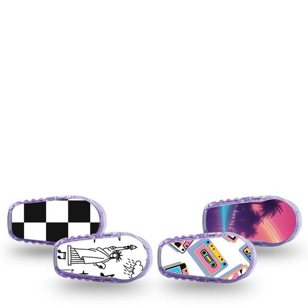 ExpressionMed Timeless Tunes Variety Pack Dexcom G6 Sticker 4-Pack Sticker Brightly Colored Music Designs, Decorative Decal CGM Design
