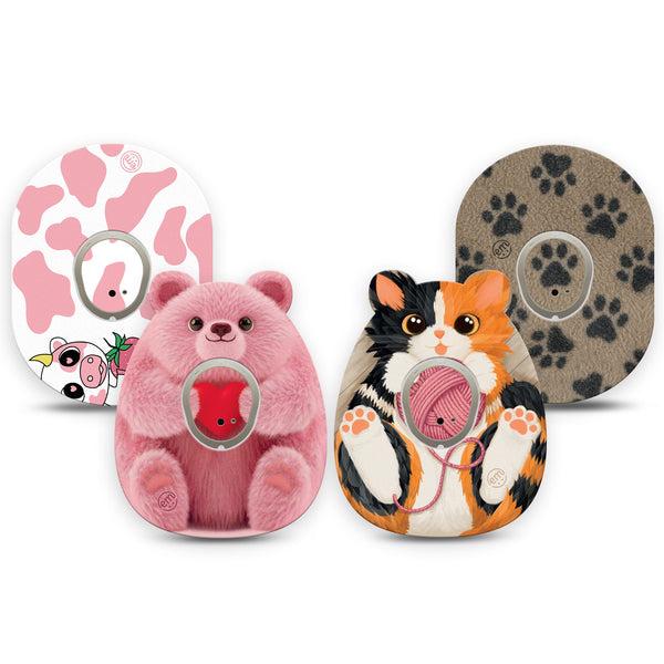 ExpressionMed Cozy Critters Dexcom G7 and Dexcom Stelo Glucose Biosensor System, tape and sticker  Fuzzy animal inspired Decorative Decal for CGM