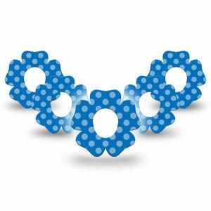 ExpressionMed Blue Polka Dots Dexcom G7 Flower Shape Tape, Dexcom Stelo Glucose Biosensor System, 5-Pack Tape Cute and Classic, Plaster CGM Design