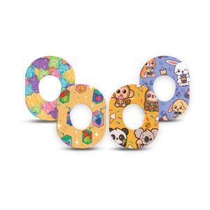 ExpressionMed Sugar Rush Variety Pack Dexcom G7 Mini Tape, Dexcom Stelo Glucose Biosensor System, 4-Pack Tape Variety Sugar Drinks and Treats, Patch Continuous Glucose Monitor Design