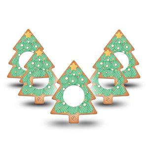 ExpressionMed Christmas Cookie Freestyle Libre 2 Tree Shape Tape, Abbott Lingo, 5-Pack Tape Star and Christmas Lights Tree, Plaster Continuous Glucose Monitor Design