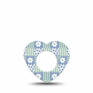 ExpressionMed Patchwork Flowers Freestyle Libre, Libre 2 Plus, and Abbott Lingo Heart, Single Tape Floral plaid Overlay Tape for CGM