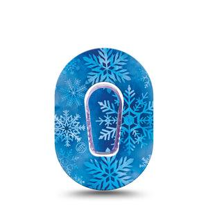 ExpressionMed Falling Snow Dexcom G6 Mini Tape, Single Tape and Single Sticker Winter Snow, Adhesive Tape CGM Design