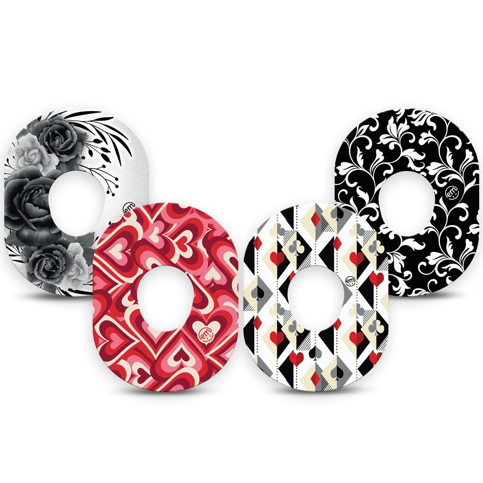 ExpressionMed Ace of Style Variety Pack Dexcom G7 Tape, Dexcom Stelo Glucose Biosensor System, 4-Pack Tape Variety Playing Card Suit Symbols Inspired, Overlay Tape CGM Design