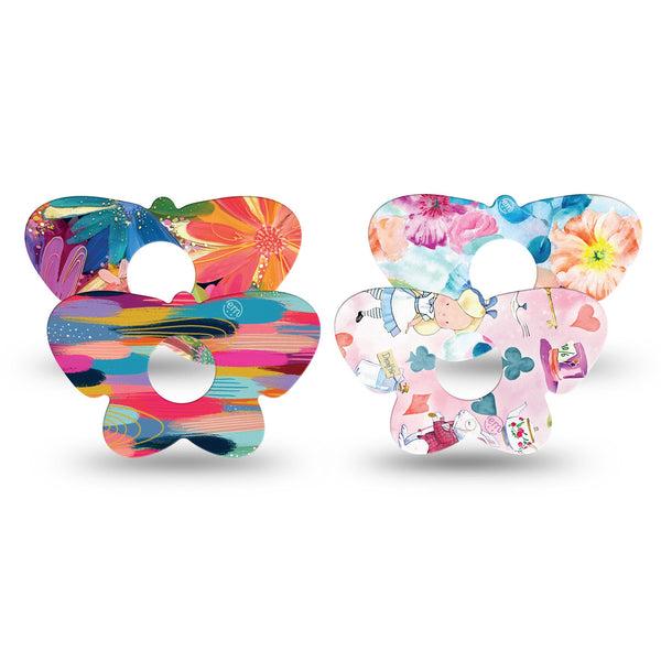 ExpressionMed Soft-Tone Freestyle Libre 3 and Libre 3 Plus Butterfly, 4-Pack Tape light color pattern Waterproof Plaster for CGM