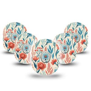 ExpressionMed Desert Wildflower Dexcom G7 and Dexcom Stelo Glucose Biosensor System, 5-Pack Tape and 5-Pack Sticker Graphic floral illustration Accessories for Continuous Glucose Monitor