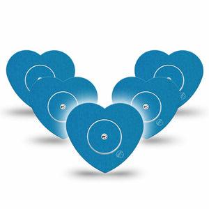 ExpressionMed Teal Freestyle Libre 2 and Libre 2 Plus Heart Shape Tape, Abbott Lingo, 5-Pack Tape and 5-Pack Sticker Basic Color, Adhesive Patch CGM Design