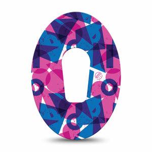 ExpressionMed Violet Vortex Dexcom G6 Tape Single Tape Circle Square Triangle Print, Plaster Continuous Glucose Monitor Design