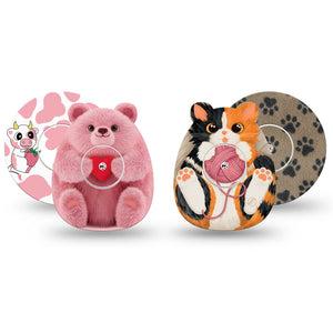 ExpressionMed Cozy Critters Freestyle Libre, Libre 2 Plus, and Abbott Lingo, tape and sticker  Pink orange and black paws Adhesive Tape for CGM