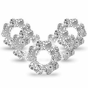 ExpressionMed Color Me Flower Freestyle Libre 2 and Libre 2 Plus Flower Shape Tape, Abbott Lingo, 5-Pack  Tape Black White Blooms Plaster CGM Design