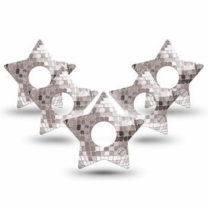 ExpressionMed Mirror Ball Freestyle Libre 3 and Libre 3 Plus Star, 5-Pack Disco ball inspired Decorative Patch for Continuous Glucose Monitor