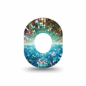 ExpressionMed Disco Lights Dexcom G7 and Dexcom Stelo Glucose Biosensor System Mini, Single Tape Layered light circles Waterproof Plaster for CGM
