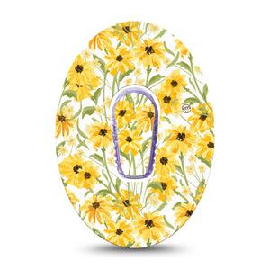 ExpressionMed Yellow Mosaic Floral Dexcom G6 Sticker and Tape  Summer-Inspired Flower Field, Vinyl Sticker and Tape Design CGM Design