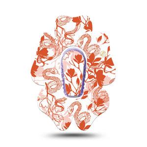 ExpressionMed Lava Coil Floral Dexcom G6 Flower Shape Tape Single Tape and Single Sticker Snake Floral Motif, Adhesive Patch Continuous Glucose Monitor Design
