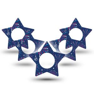 ExpressionMed Night Sky Celebration Freestyle Libre 2 Star Shape Tape, Abbott Lingo, 5-Pack Plaster CGM Design