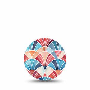 ExpressionMed Watercolor Fan Freestyle Libre 3 and Libre 3 Plus OverPatch, Single Tape Fun arched fan print Adhesive Tape for CGM