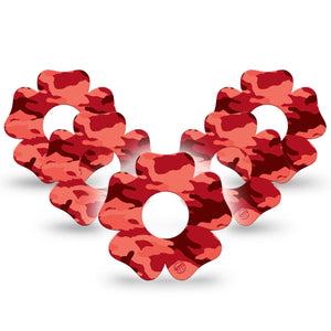 ExpressionMed Red Camo Infusion Set Flower Shape Tape 10-Pack Tape Red Camo, Plaster Continuous Glucose Monitor Design