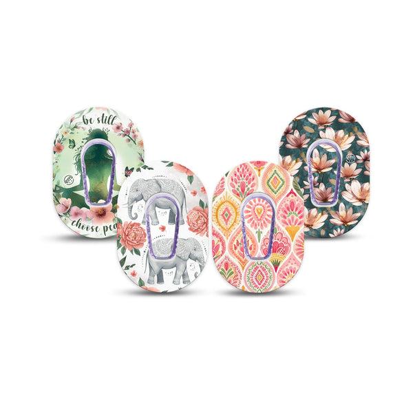 ExpressionMed Balance Bloom Dexcom G6 Mini, tape and sticker  modern balanced flower design Waterproof Adhesive Tape for CGM