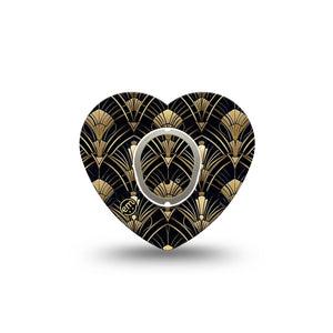 ExpressionMed Midnight Deco Dexcom G7 and Dexcom Stelo Glucose Biosensor System Heart, Single Tape and Single Sticker 70s coat pattern Best Covers for CGM