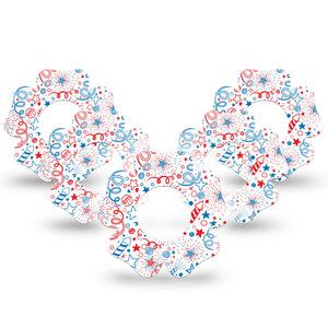 ExpressionMed Firework Doodles Freestyle Libre 2 Flower Shape Tape 5-Pack Cartoon Firework Illustrations Adhesive Tape CGM Design