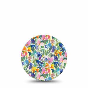 ExpressionMed Summer Fling Freestyle Libre and Libre 2 Plus Sticker and Tape, Abbott Lingo, Brushstroke Garden, Adhesive Sticker and Tape Design Continuous Glucose Monitor Design