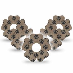 ExpressionMed Fuzzy Pawprints Freestyle Libre 3 and Libre 3 Plus Flower, 5-Pack Textile inspired  Sensor Cover for Continuous Glucose Monitor