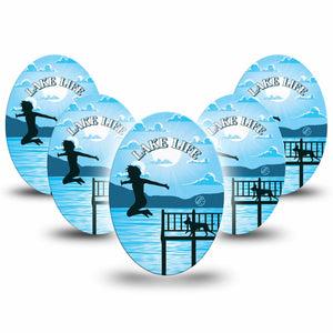 ExpressionMed Lake Life Medtronic Guardian Enlite Universal Oval 5-Pack Lakeside Summertime Plaster Continuous Glucose Monitor Design