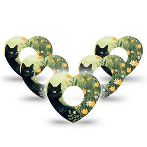 ExpressionMed Jungle Cat Infusion Heart, 10-Pack Golden tulips and cat Adhesive Tape For Pump