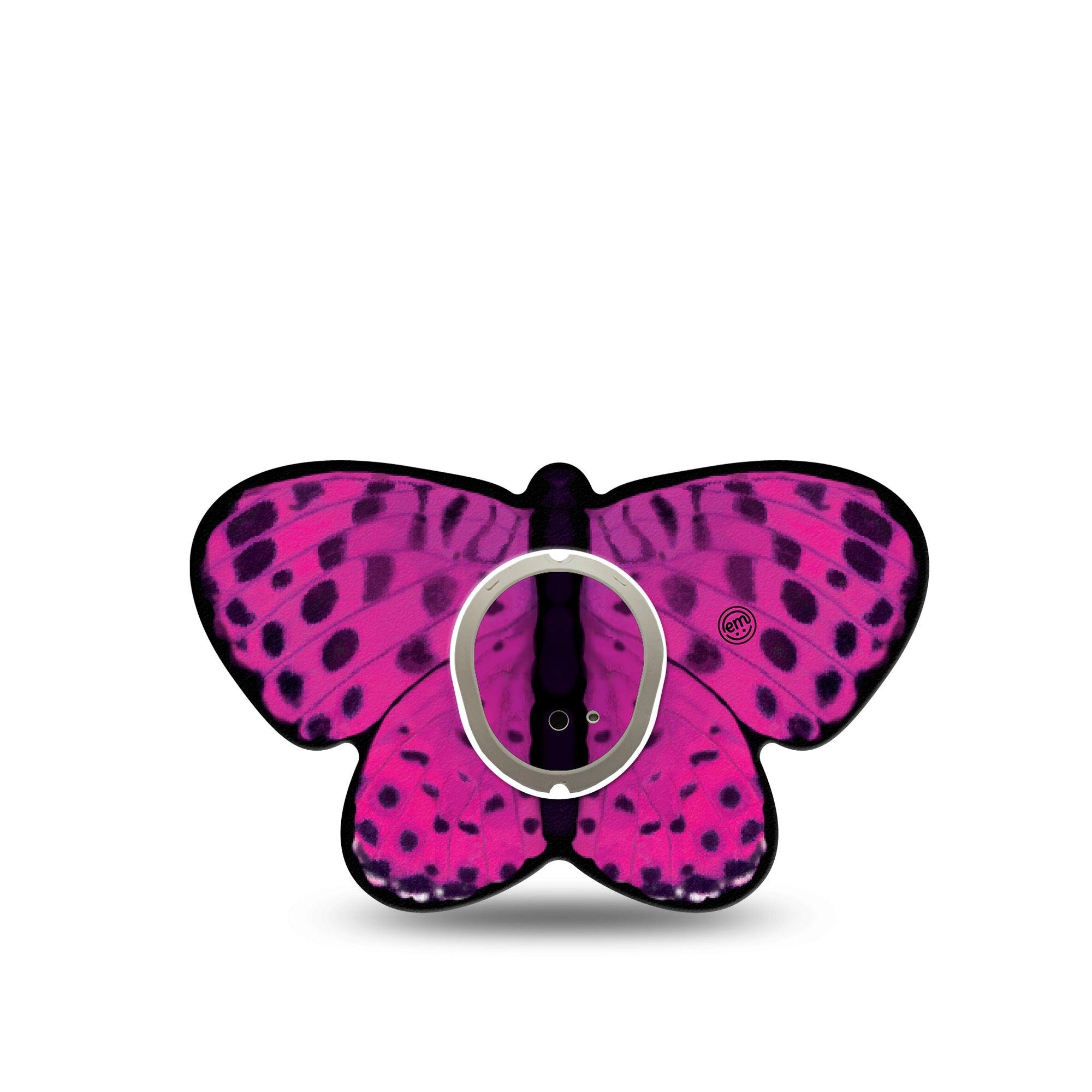 ExpressionMed Spotted Pink Butterfly Dexcom G7 Butterfly Shape Tape, Dexcom Stelo Glucose Biosensor System, Single Tape and Single Sticker Purple Butterfly Insect Adhesive Tape CGM Design