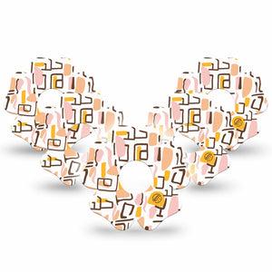 ExpressionMed Squiggles Freestyle Libre 3 and Libre 3 Plus Flower Shape Tape, 5-Pack Tape Soft Pastel Geometric, Overlay Tape CGM Design
