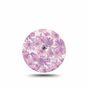 ExpressionMed Purple Daisy Freestyle Libre 3 and Libre 3 Plus Tape, Single Tape and Single Sticker Lilac Daisy Garden, Adhesive Tape Continuous Glucose Monitor Design
