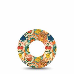 ExpressionMed Fruit Stickers Freestyle Libre, Libre 2 Plus, and Abbott Lingo, Single Tape Retro fruits Fixing Ring Patch for CGM