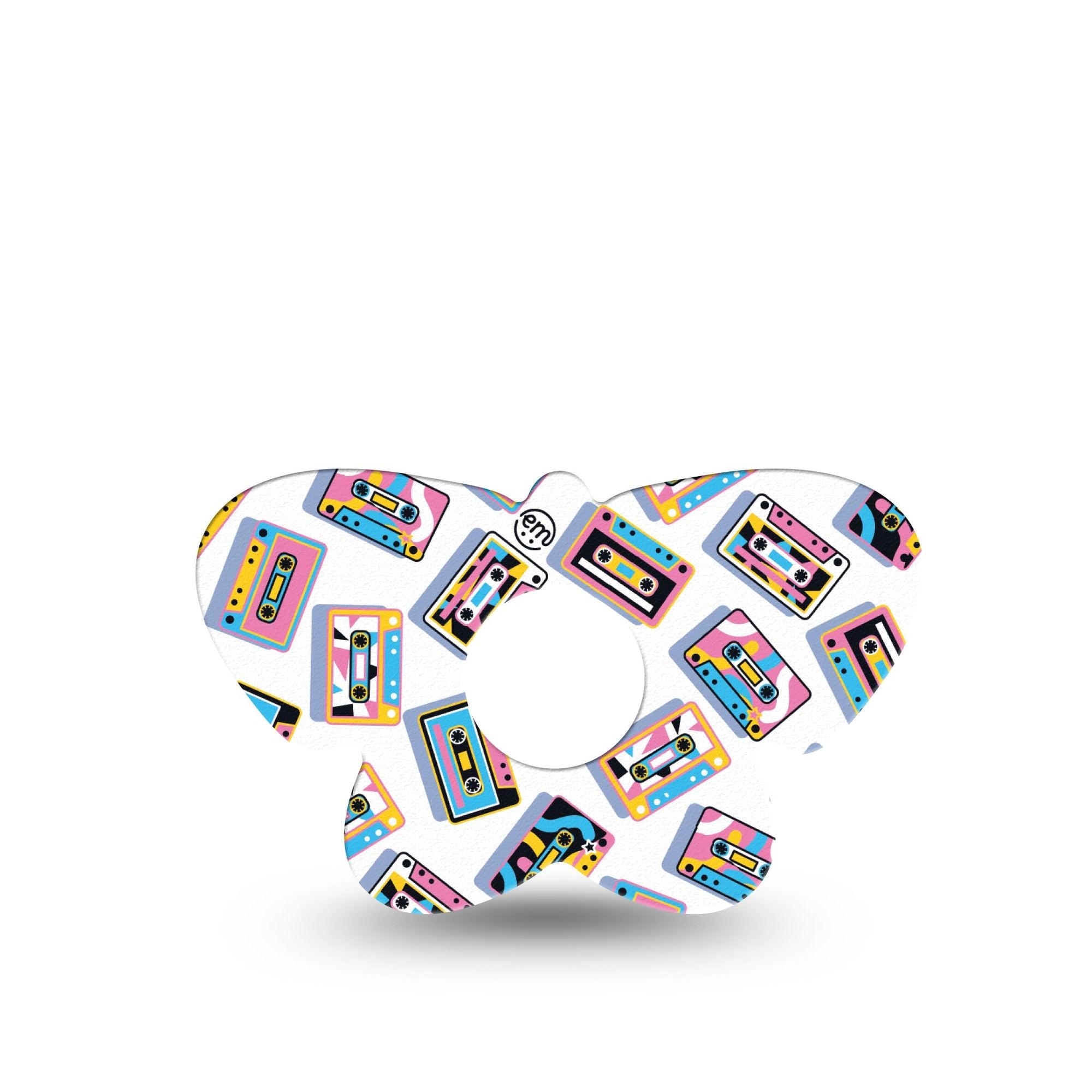 ExpressionMed Vintage Music Tapes Freestyle Libre 3 and Libre 3 Plus Butterfly Shape Tape Single Tape Vintage Cassette Tapes, Overlay Patch CGM Design