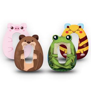 ExpressionMed Buzz, Boink and Splash Variety Pack Dexcom G6 Gumdrop Shape Tape, 4-Pack Tape Variety Adorable Stuffed Animal Inspired, Overlay Patch CGM Design