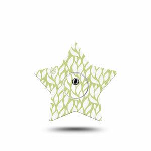 ExpressionMed Sage Greens Freestyle Libre 3 and Libre 3 Plus Star Shape Tape Single Tape and Single Sticker Sage Foliage, Patch CGM Design