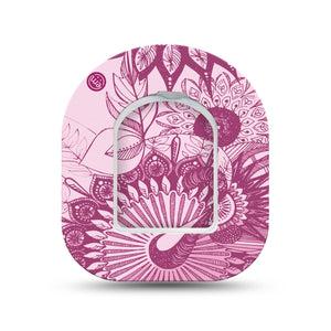 ExpressionMed Magenta Dani Omnipod Surface Center Sticker and Mini Tape Pink Floral Inspired Vinyl Sticker and Tape Design Pump Design