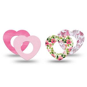 ExpressionMed Soft Pink Freestyle Libre, Libre 2 Plus, and Abbott Lingo Heart, 4-Pack Tape Cute bows and florals Waterproof Adhesive Tape for Continuous Glucose Monitor
