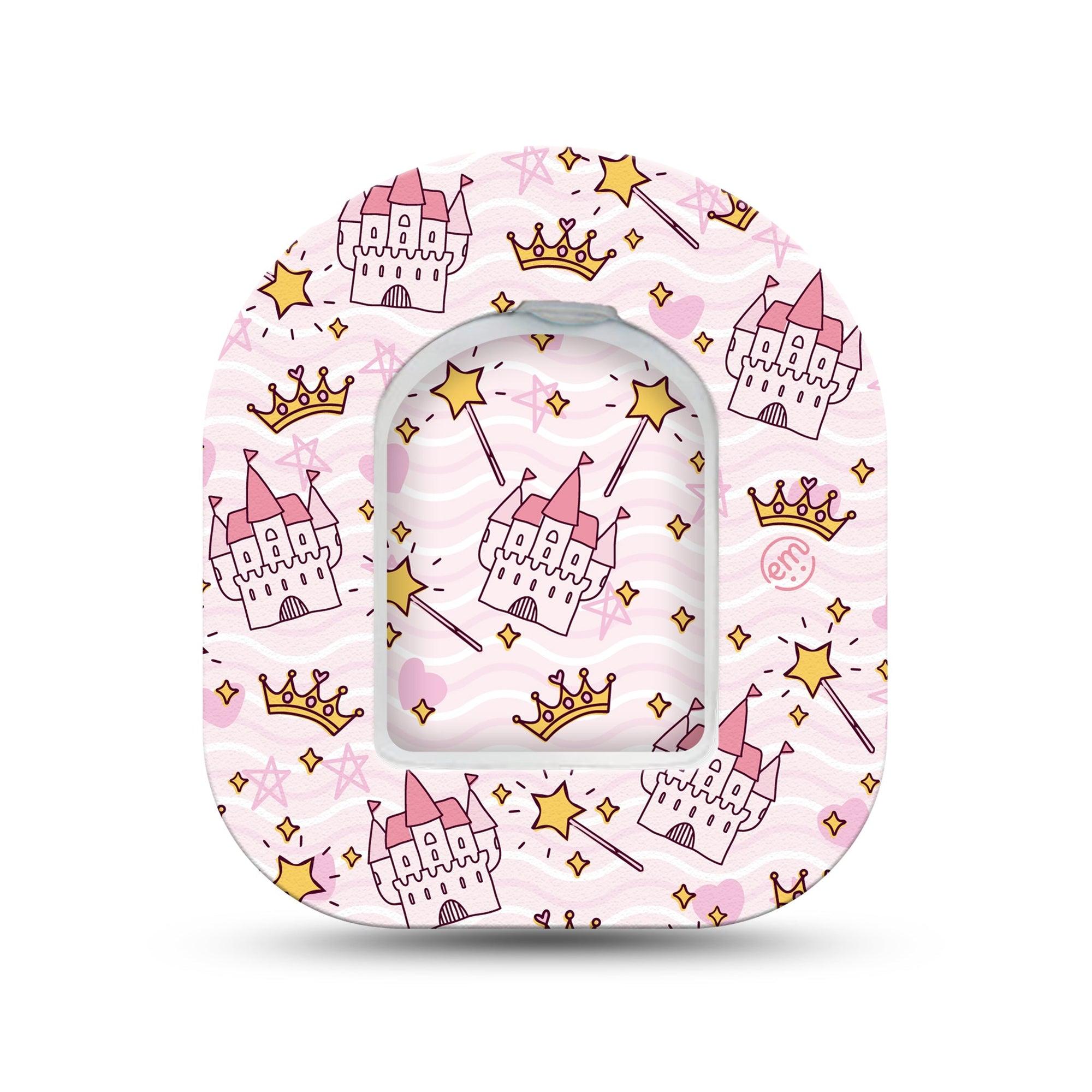 ExpressionMed Castles Omnipod Surface Center Sticker and Mini Tape Princess Fairytale Inspired Vinyl Sticker and Tape Design Pump Design