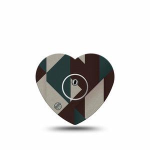 ExpressionMed Timberline  Freestyle Libre 3 and Libre 3 Plus Heart, Single Tape and Single Sticker Triangular pattern Patch for CGM